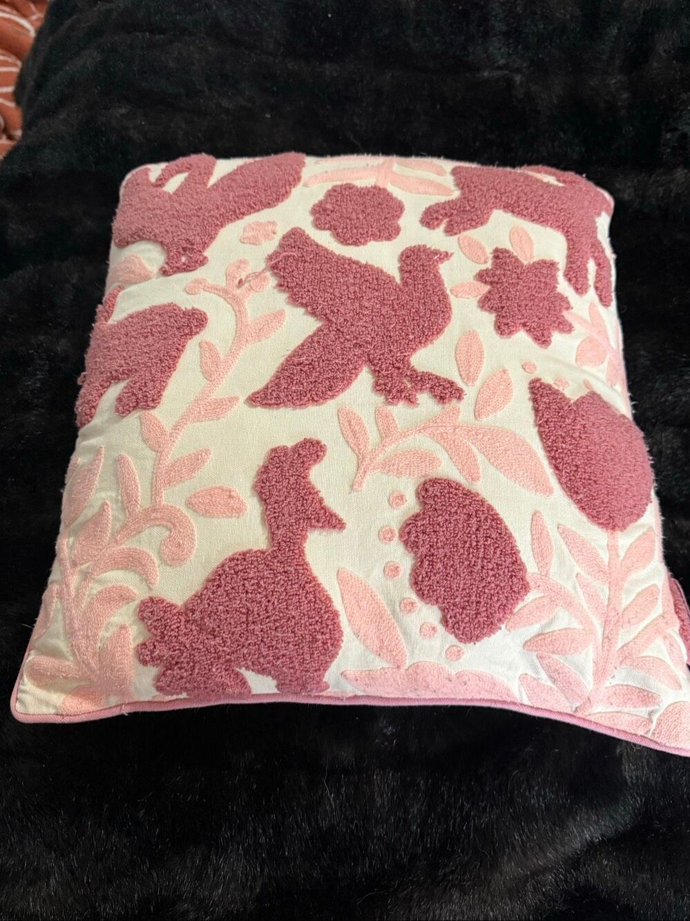 Magnolia Home Joanna Gaines chicken bunny floral throw pillow